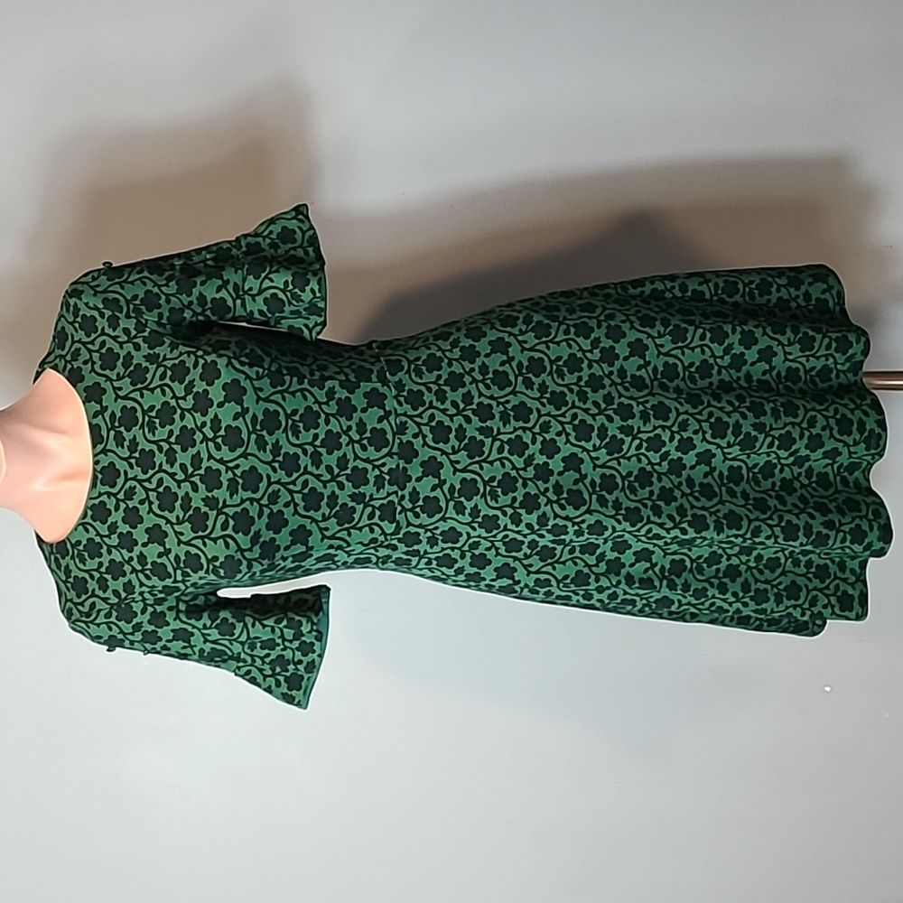 Boden Alexis Jersey dress Green Black Vine Print Comfy Office Preppy Old Money 4